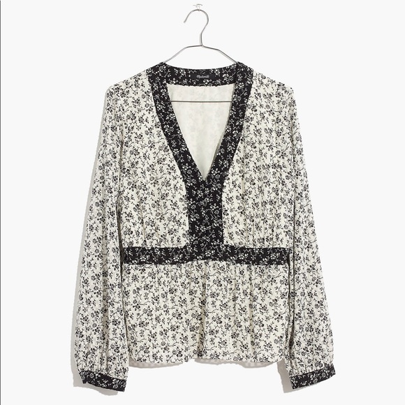 Madewell | V-Neck Clipdot Floral Peplum Top - Picture 3 of 8
